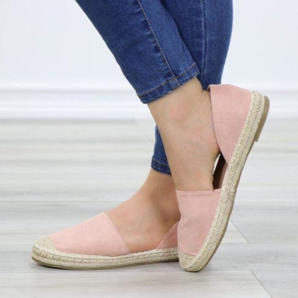 Rose Vegan Suede Flat Slip On Loafer Espadrille - Picture 8 of 12